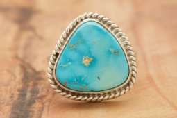 Genuine Kingman Turquoise Sterling Silver Native American Ring